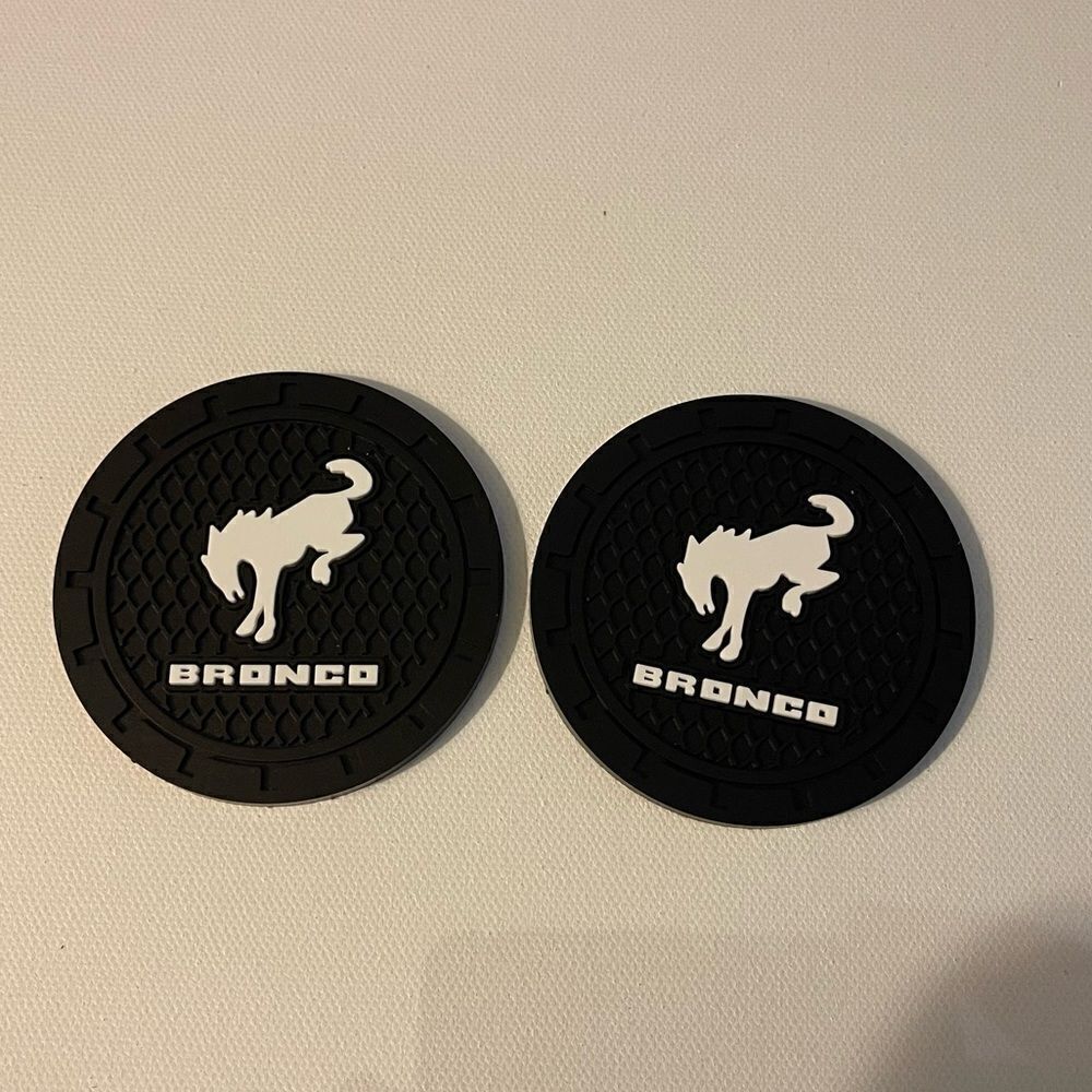 Bronco Car Cup Holder Coasters with logo set of 2 NWT